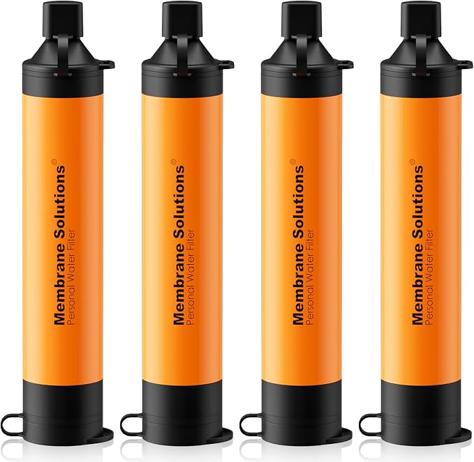 Membrane Solutions Straw Water Filter S1, NSF/ANSI 42&372&401 certificated, Survival Filtration Portable Gear, Emergency Preparedness, Supply for Drinking Hiking Camping Team Family Outing