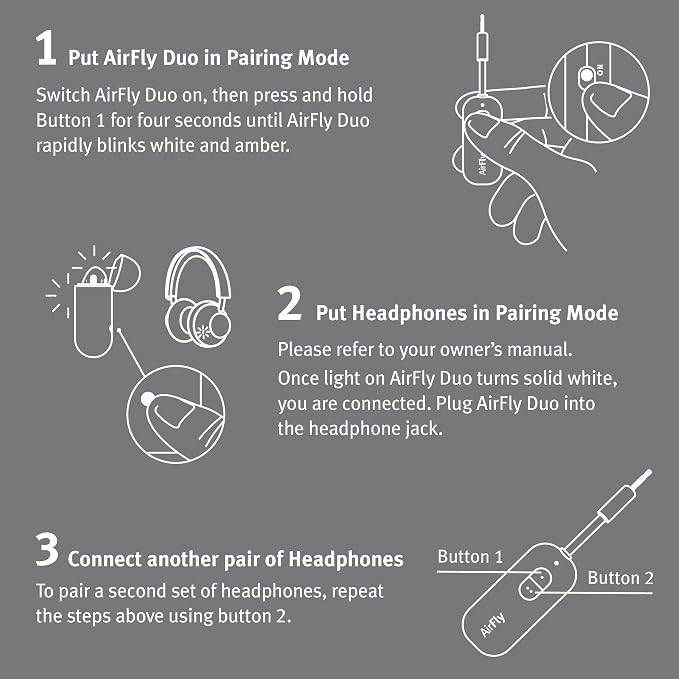 Twelve South AirFly Duo Bluetooth 5.0 Transmitter for TV/Airplane to 2 Wireless Headphones – Wireless Adapter for AirPods, Airplane, Car, Gym, Home, Use with Any 3.5 mm Audio Jack