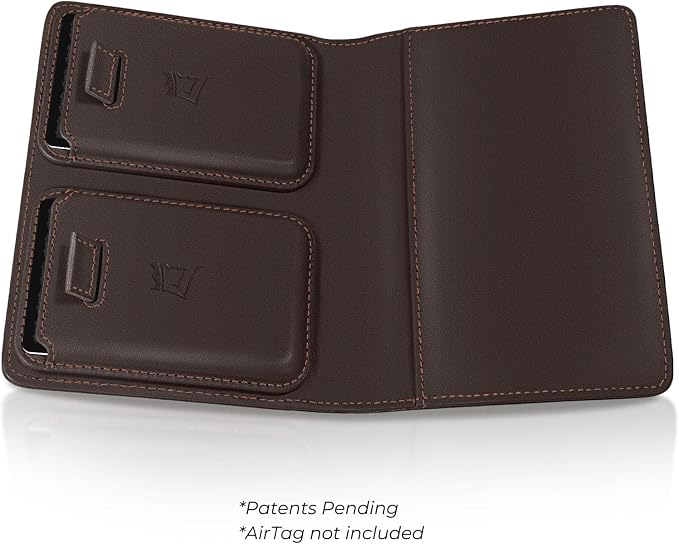 Kings Loot Passport Holder Wallet – RFID Blocking Leather Travel Wallet with Built-in Airtag Holder – Holds 1-6 Cards & Passport – Easy Pull Tab – Slim & Stylish Wallets (Truffle)