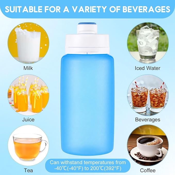 LemonRoad 2 Pcs 19 oz Silicone Collapsible Water Bottle Portable Foldable Water Bottle Leakproof with Carabiner Reusable Lightweight for Travel Sport Hiking Camping Cycling Office(Gray Blue)