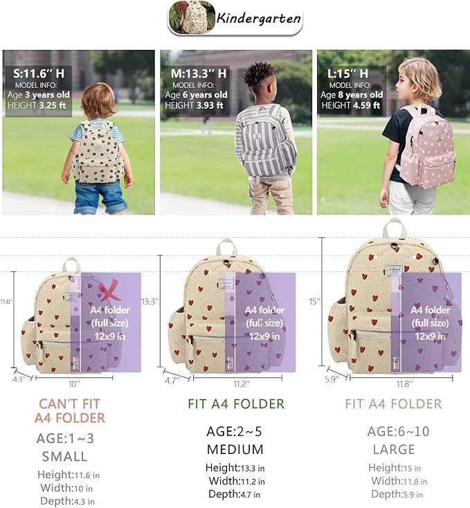 atgark Corduroy Toddler Backpack for Girls 2-5: Preschool Backpack for Girls
