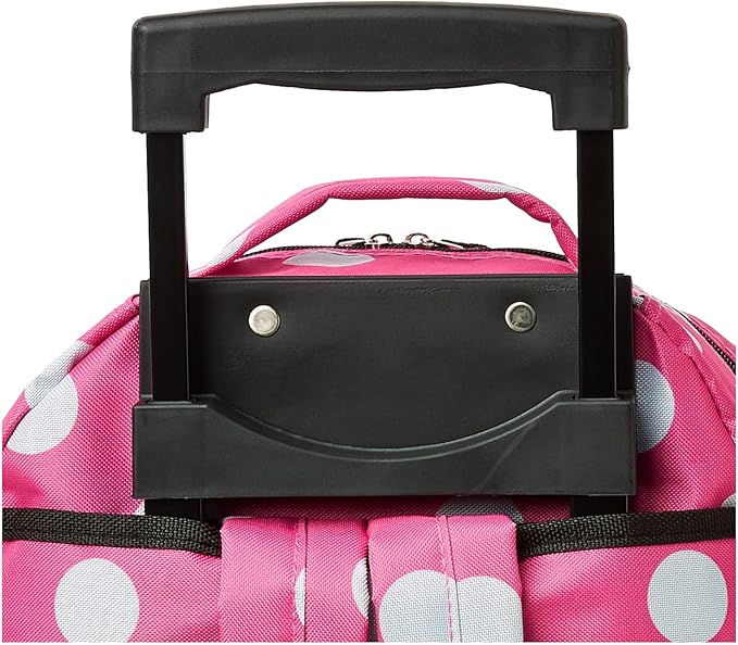 Rockland Double Handle 17" Rolling Backpack, Pink Dot