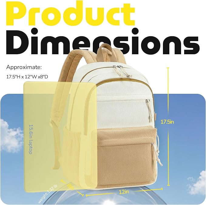 Bluboon School Backpack for Teen Girls Bookbags Elementary High School Corduroy Laptop Bags Women Travel Daypacks
