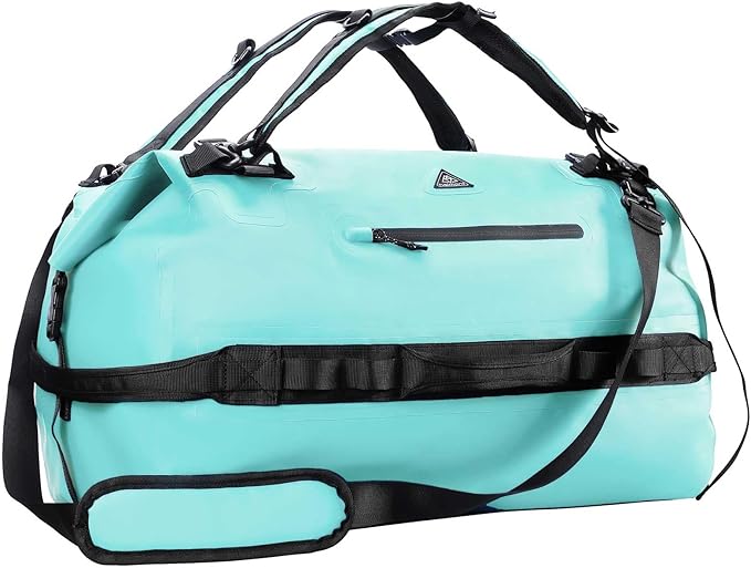 Haimont IPX7 Waterproof Roll-Top Dry Duffel Backpack | 60L/90L Sizes, 500D Tarpaulin, Welded Seams, Mesh Pockets, Boating & Kayaking