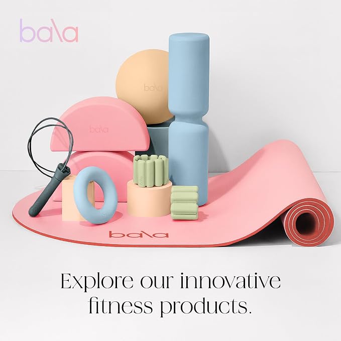 Bala Compact Workout Mat for Gym - 12MM Thick Slip-Resistant, Sweat Absorbing, & Foldable Yoga Mat for Pilates, Core Training & Exercise - Home Fitness Essentials for Women & Men - Travel-Friendly