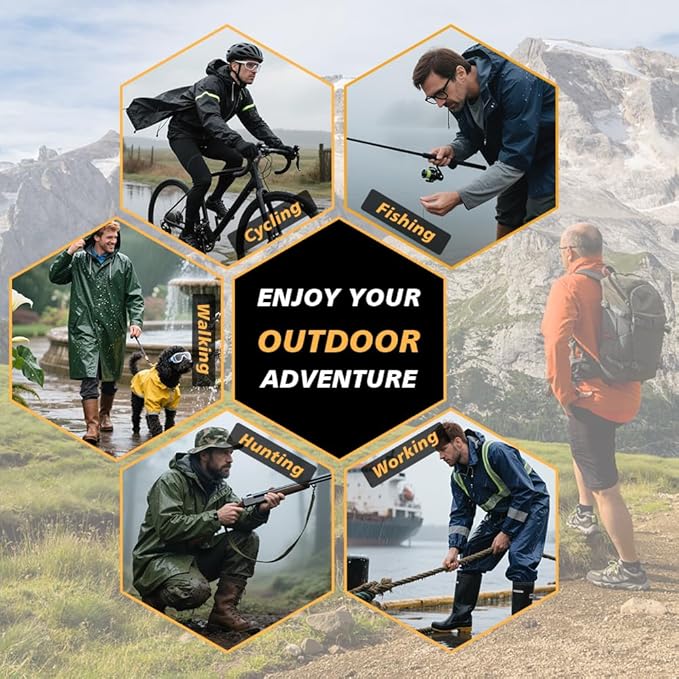 Rain Suits for Men Waterproof Hooded Jacket and Pants Breathable Rain Coats Rain Gear for Outdoor Activity and Work