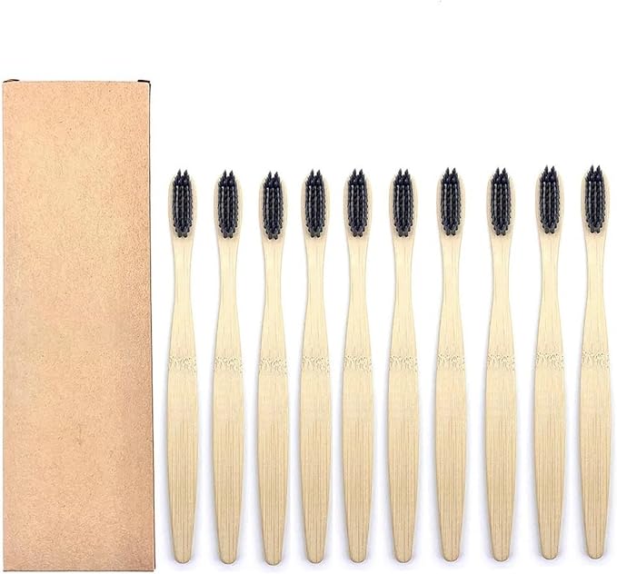 Manual Toothbrush 10PCS Colorful Toothbrush Set Soft Bristle Teeth Whitening Toothbrushes Soft Care Toothbrush(10PC Bamboo Charcoal)