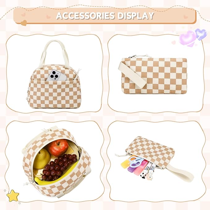MUSEVOS Girls Backpack with Lunch Bag, Elementary Middle School Backpack, Large Capacity Kids Bookbag 3 Pcs Set