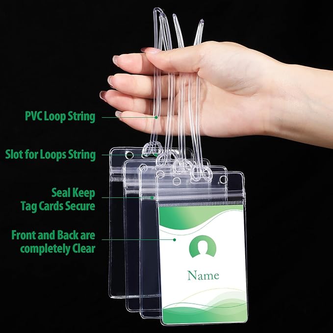 Zonon 500 Pack Clear Luggage Tags Bulk Bag Tag Badge Holder for Suitcases Waterproof Zip Identification ID Card Holder with Clear Loop Straps Business Travel and Office Supplies (10 Mil)