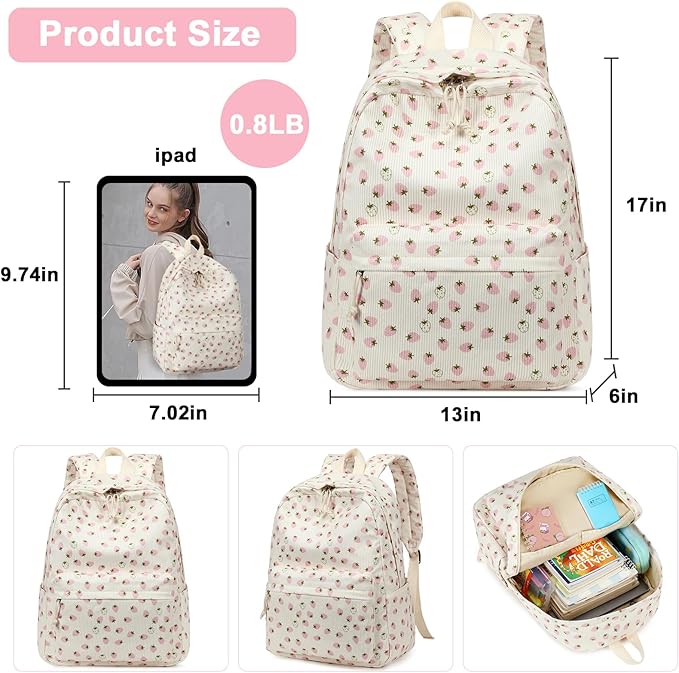 Bluboon School Backpack for Teen Girls Bookbags Elementary High School Corduroy Laptop Bags Women Travel Daypacks