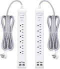 2 Pack Power Strip, Extension Cord 3FT, Surge Protector with 6 Outlets and 4 USB Ports (2 USB C), Flat Plug Overload Protection, Extension Cord with Multiple Outlets, Wall Mount for Home Dorm College