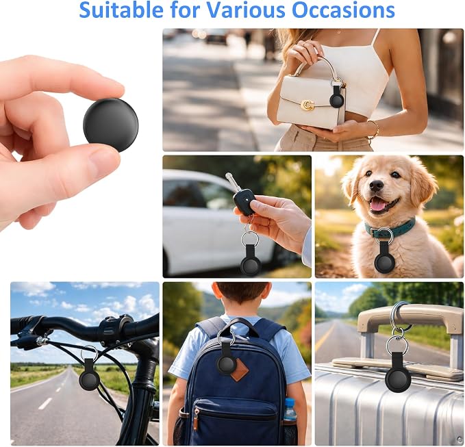 Tracker Tags for Android and iOS – Bluetooth Item Finder, Works with Apple Find My & Android Find My Device, Luggage Tracker for Keys, Wallet, Backpack & Suitcase, Anti-Lost Tag, Black