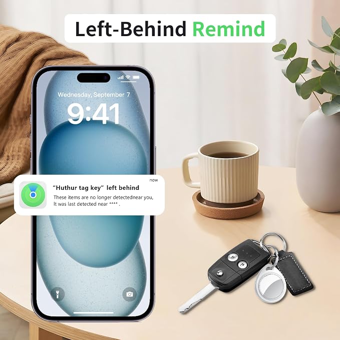Air Tracker Tags-4 Pack, 5.3 Bluetooth Tracker Work with Apple Find My (iOS Only), 100dB Sound, Smart Tag with Keychain/Lanyard, Item Finder for Luggage/Key/Suitcase, Replaceable Battery, White