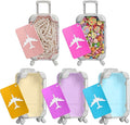 Teecyhooo 5 Pcs Mini Suitcase Party Favor Boxes and 5 Pcs Metal Luggage Tags with Card, Clear Mini Luggage Gift Boxes for Girls Wedding Travel Birthdays Bachelorette (6.5 x 2.8 x 1.4 Inch,Multicolor)