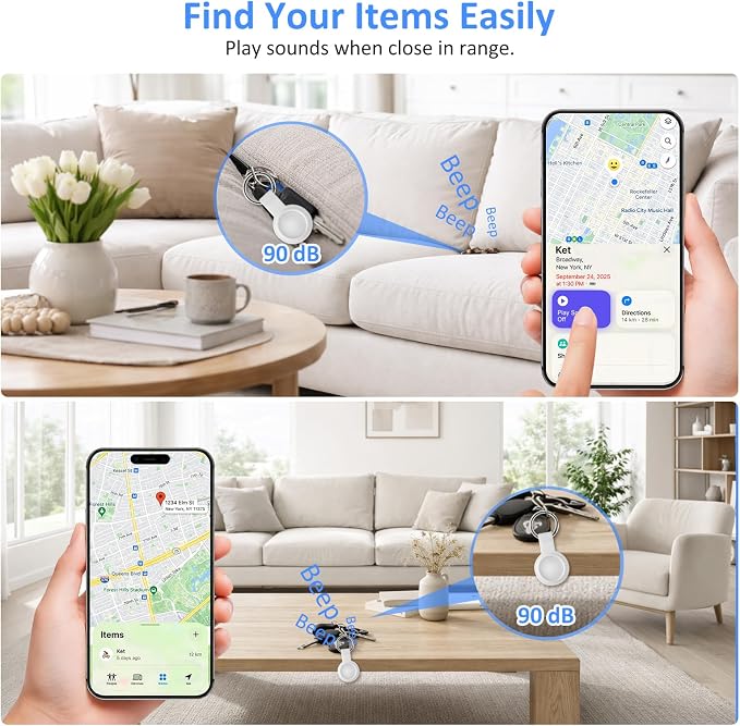 Smart Tracker Tags –Bluetooth Item Finder for iOS & Android | Works with Apple Find My & Android Find My Device, Luggage Tracker for Keys, Wallet, Backpack & Suitcase, Anti-Lost Tag (1, White)