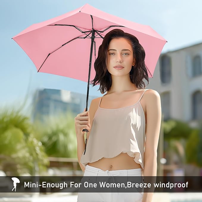 Mini Umbrella - Compact, Waterproof Travel Umbrella for Light Rain, Suitable for Women's Purse and Pocket