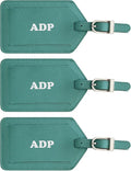 Personalized Monogrammed Leather Luggage Tags - 3 Pack