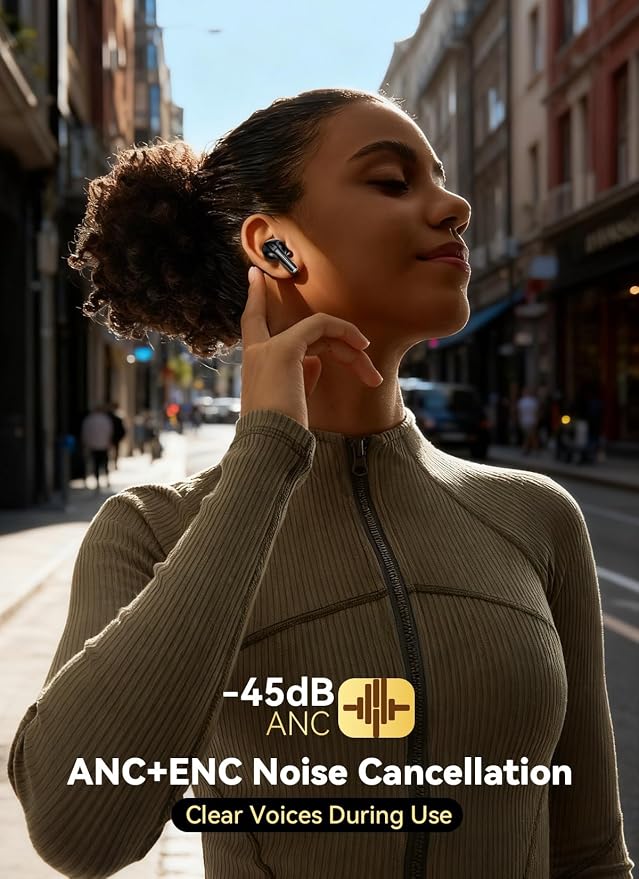 Bucephalus Wireless Earbuds, Bluetooth 5.4 Ear Buds, ENC Noise Cancelling Headphones with 48H Playtime, Bass Stereo Sound, Compatible with iPhone 17/16/15/14/Android, Pad - Mattle Black