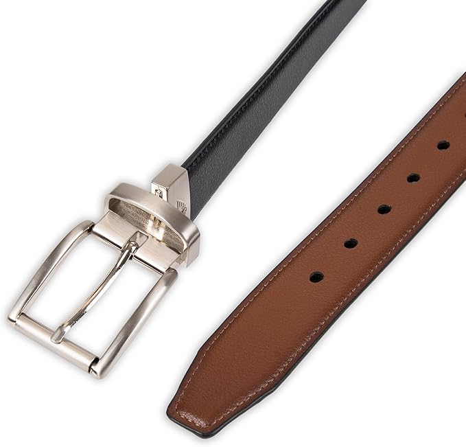 DOCKERS Men's Two-in-one Reversible Rotative Buckle Everyday Casual Dress Belt (Regular and Big & Tall Sizing)