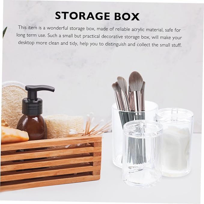 GLEAVI Box Transparent Cotton Swab Box Multi Compartment Makeup Organizer for Home Hotel Dustproof Storage Container for Cotton Balls Makeup Remover Pads and More