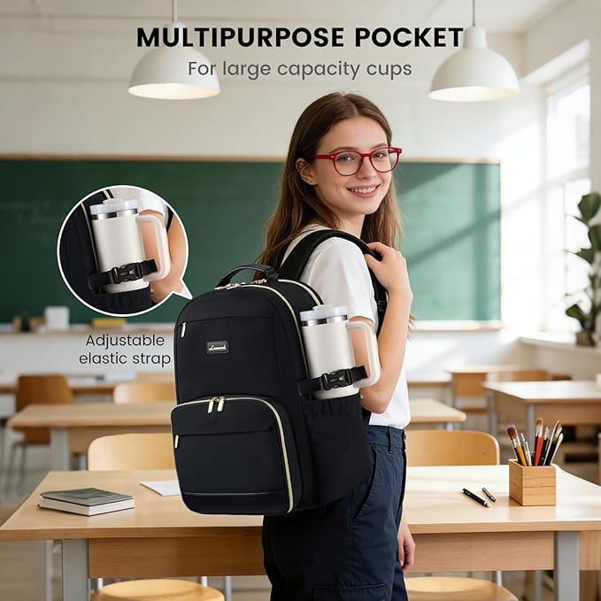 LOVEVOOK Lunch Backpack with Lunch Compartment,15.6 Inch Laptop Work Travel Insulated Cooler Backpack Purse, Waterproof College Teacher Lunch Bag Box with Tumbler Holder,Gifts for Men Women,Dark blue