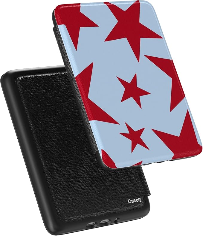 Casely Kindle Case | Stars Align | Blue & Red Stars | 7” Kindle Colorsoft and 7” Kindle Paperwhite (12th Gen)