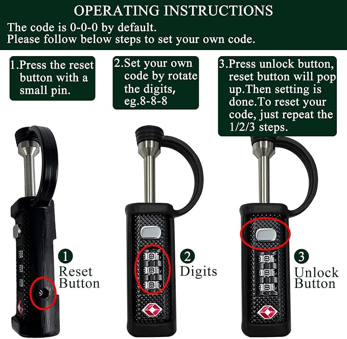 LAFENLIN TSA Approved Firearm Travel Case Locks, Gun Case Hard Pistol Cases Lock Gun Carrying Case Lock, Cut-Proof Case TSA Padlocks for Rifles/Revolver/Handgun/Camera Hard Cases