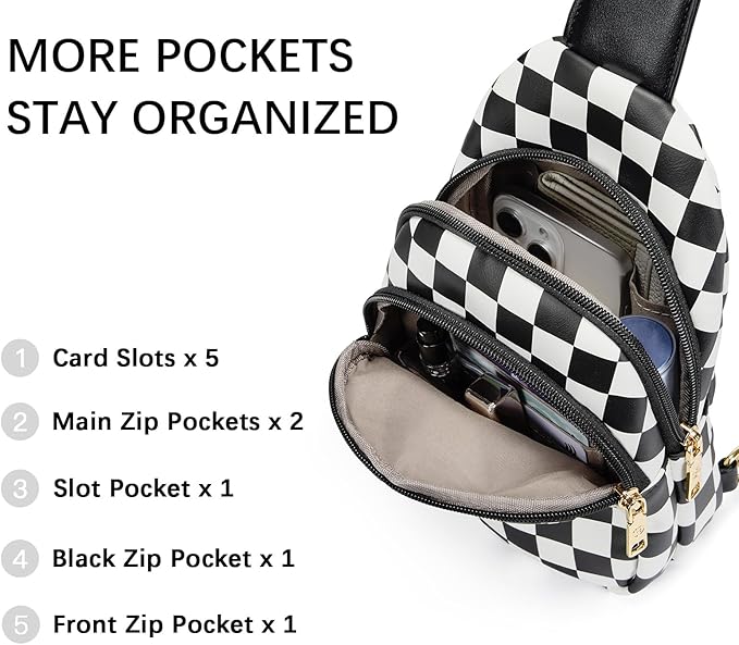 BOSTANTEN Sling Bag for Women Leather Crossbody Bags Fanny Pack Chest Bag for Travel