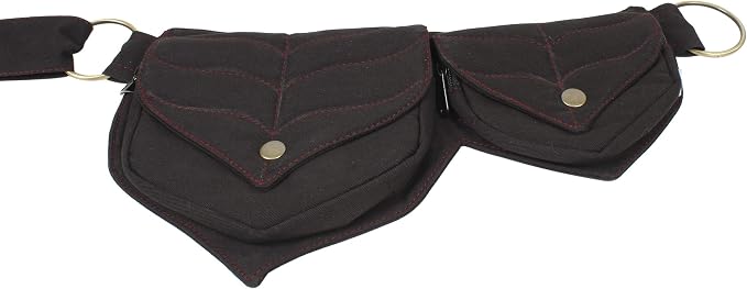 Cotton two Leaf Pocket Waist Belt-Black