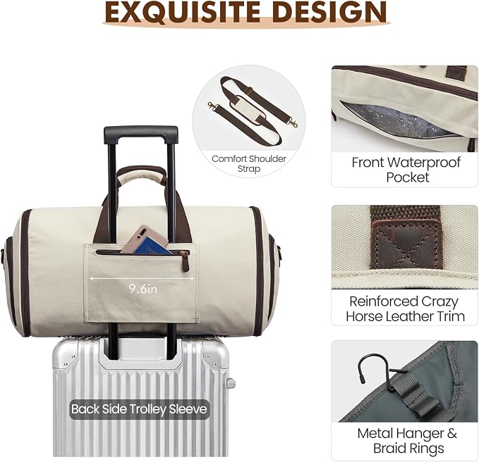 S-ZONE Carry On Garment Bag for Travel Convertible Garment Duffle Suit Bags for Men Women 2 in 1 Hanging Suitcase Business 50L