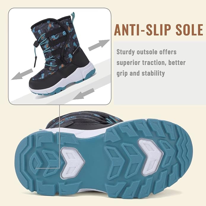 CIOR Winter Snow Boots for Boy and Girl Outdoor Waterproof with Fur Lined(Toddler/Little Kids)