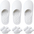 3 Pairs Closed-Toe Cotton Terry House Slippers, Comfortable Washable Indoor Slippers for Women, Portable Foldable for Guest, Travel, Hotel and Spa