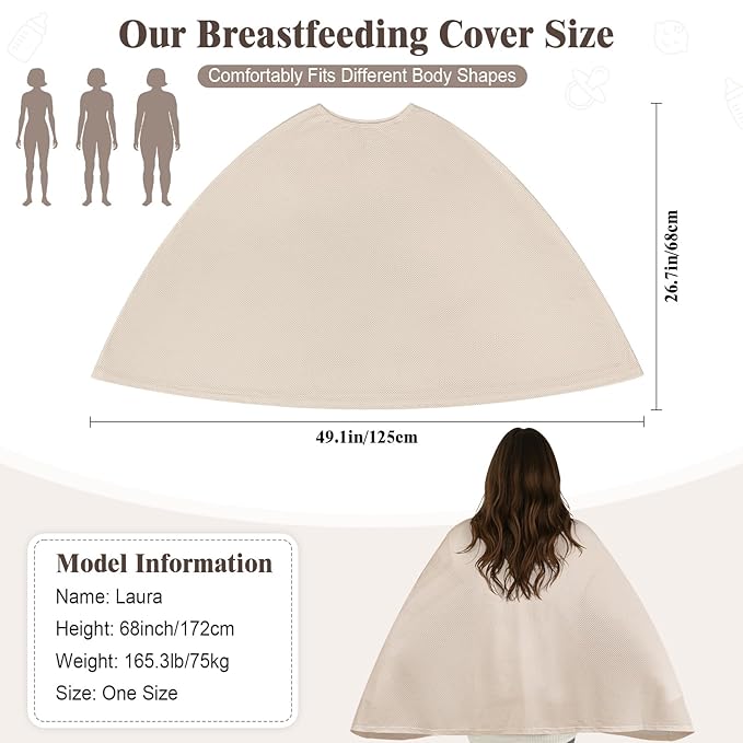 Basumee Nursing Cover for Breastfeeding Breathable Mesh 360 Full Privacy Nursing Wrap Multi-Use Breast Feeding Covers for Women Moms Feeding Essentials, 1 Pack