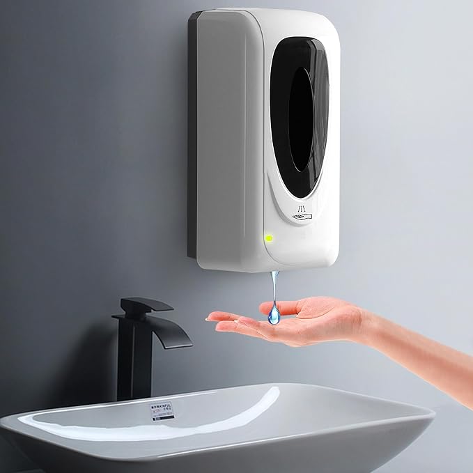 Automatic Soap Dispenser for Kitchen Sink, Commercial Liquid Touchless Soap Dispenser Wall Mounted, Refillable Sensor Hands-Free Dispensers for Office Hotel School Restaurant, 33oz/1000ml