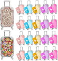 Teecyhooo 20 Pcs Mini Suitcase Party Favor Boxes and 20 Pcs Metal Luggage Tags with Card, Clear Mini Luggage Gift Boxes for Girls Wedding Travel Birthdays (6.5 x 2.8 x 1.4 Inch,Multicolor)