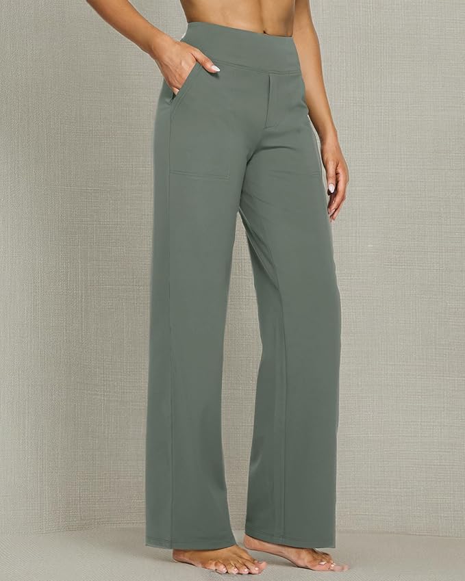 G4Free EverGoing Yoga Pants Women Wide Leg Pants with Pockets High Waist Stretch Dress Casual Sweatpants Petite/Regular/Tall