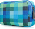 E-Tree Cute Small Makeup Bag,Cosmetic Toiletry Make up Little Items Pouch for Purse,Zipper Mini Tech Charger Cable Electronic Organizer Case,Travel Accessories for Women Men Teen,Blue Checkered