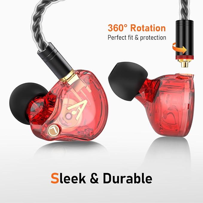 Vibes 202 Wired Earbuds - HiFi in Ear Monitor Headphones – Professional Noise Isolating Ear Buds - Clear Sound, Deep Bass & Comfort-Fit IEM Earphones - MMCX to 3.5mm, Silver Plated Cord, Carrying Case