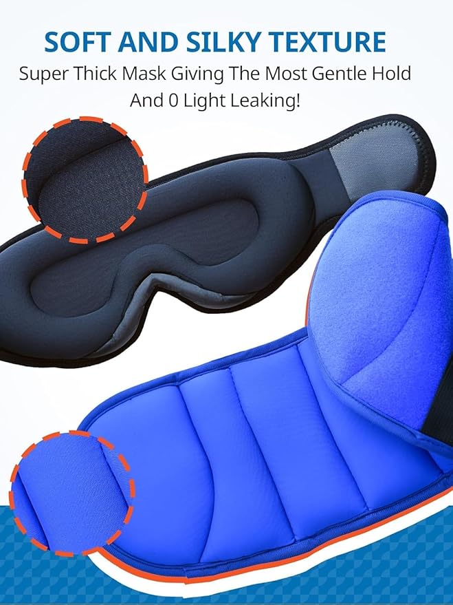 SARISUN Travel Pillows for Airplanes, Airplane Pillow for Long Flight, Airplane Head Strap with Sleep Eye Mask, 360° Support Headrest for Car Trip, Travel Essentials Stop Bobblehead, Mottled Blue