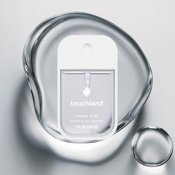 Touchland Hydrating Hand Sanitizer Spray – Dye Free Trio Set (Rainwater, Unscented, Beach Coco) – 3 x 1 FL OZ Mini Travel Size Mists