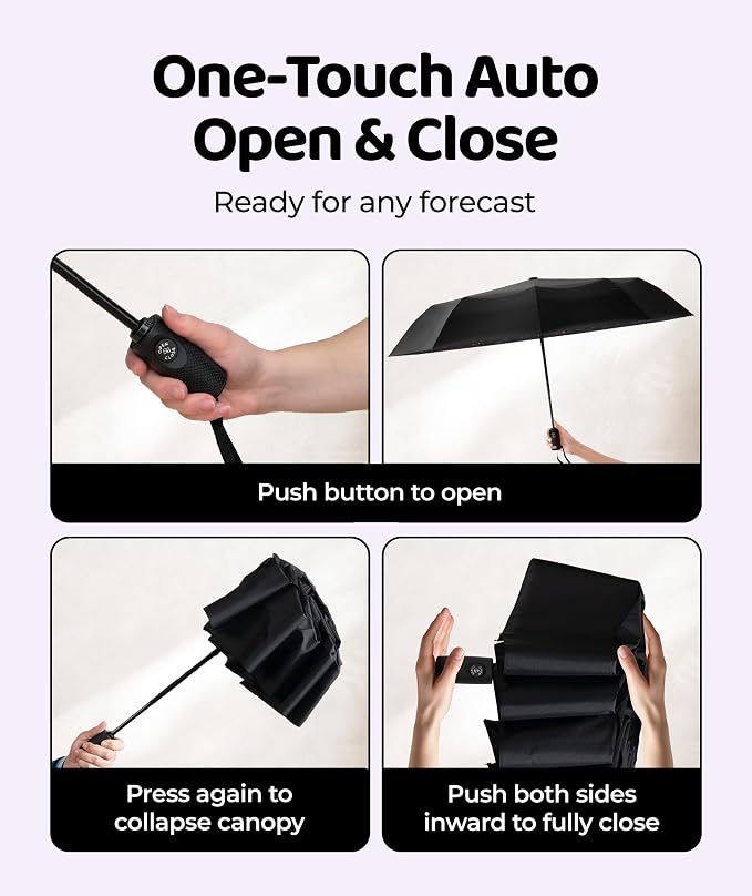 Repel Windproof Travel Umbrella - Compact & Withstands Winds up to 100MPH , Strongest Premium Auto Folding Umbrella for Rain and Sun - Durable, Light & Portable for Women & Men , Fits Backpack & Cars