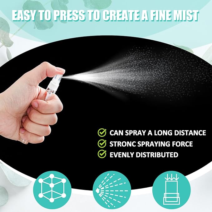 Zhehao 2 Pcs Mini Spray Bottles 5 Ml, 10 ml Clear Glass Perfume Bottles Refillable Fine Mist Perfume Atomizer Portable Empty Sample Containers for Cleaning, Essential Oils, Travel (Clear Cap)