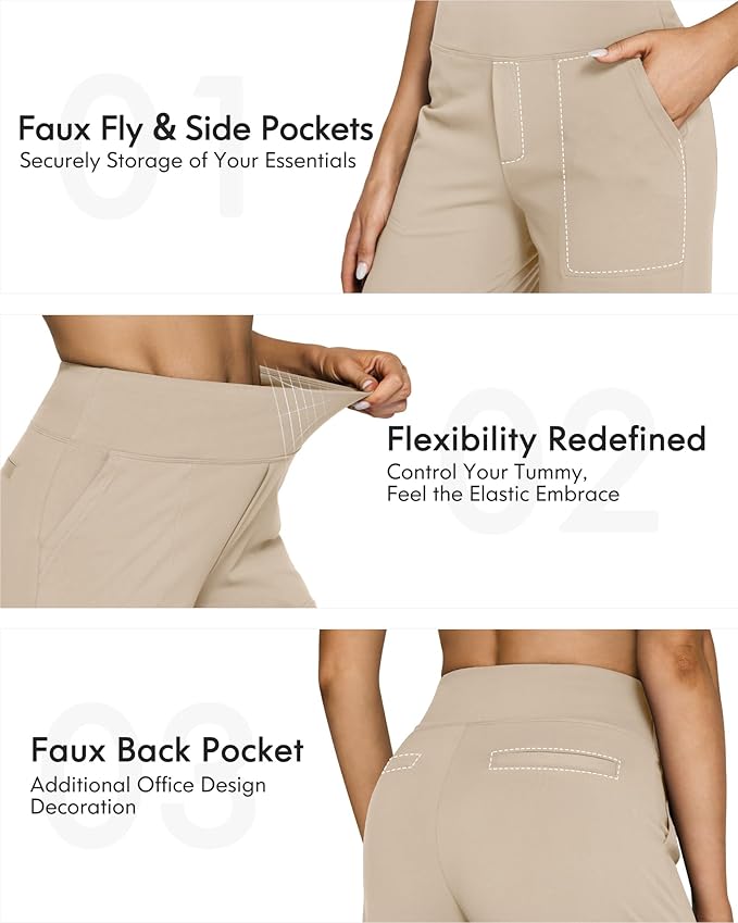 G4Free EverGoing Yoga Pants Women Wide Leg Pants with Pockets High Waist Stretch Dress Casual Sweatpants Petite/Regular/Tall