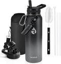 RAYMYLO Insulated Water Bottle 40 oz, Triple Wall Vacuum Stainless Steel (Cold for 36Hrs, Hot for 18Hrs), Leak Proof & Non-BPA, Modern Water Flask Jug with Paracord Handle & Straw Spout Lids