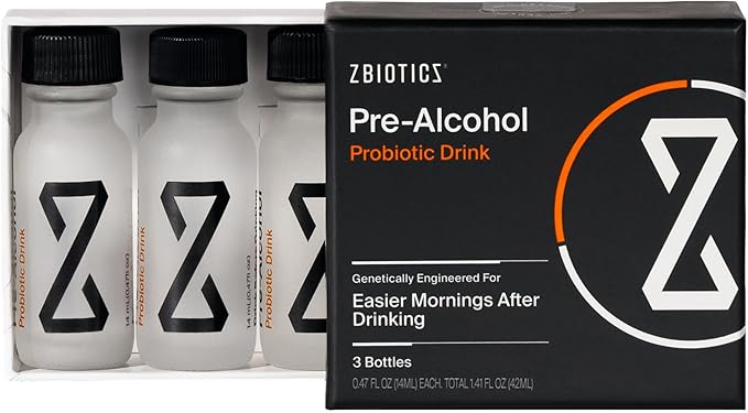 ZBiotics — Feel Better After Drinking, Wake Up Refreshed, Science-Backed, Patented Probiotic for Easier Mornings, Travel-Friendly, 3-Pack of 0.47 Fl Oz Bottles