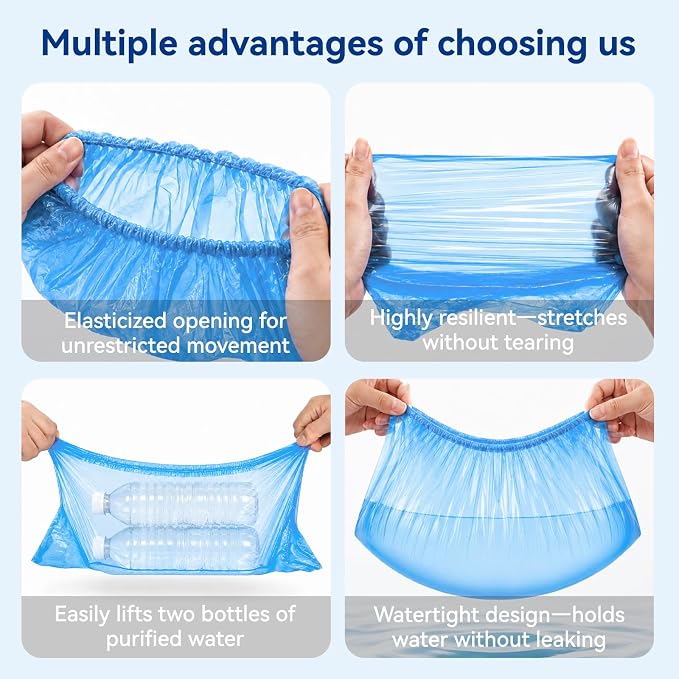 200pcs Plastic Shoe Covers Disposable with T-Buckle, Shoes Cover Refill for Automatic Machine, Universal Cover Shoes Suitable for Any Dispenser