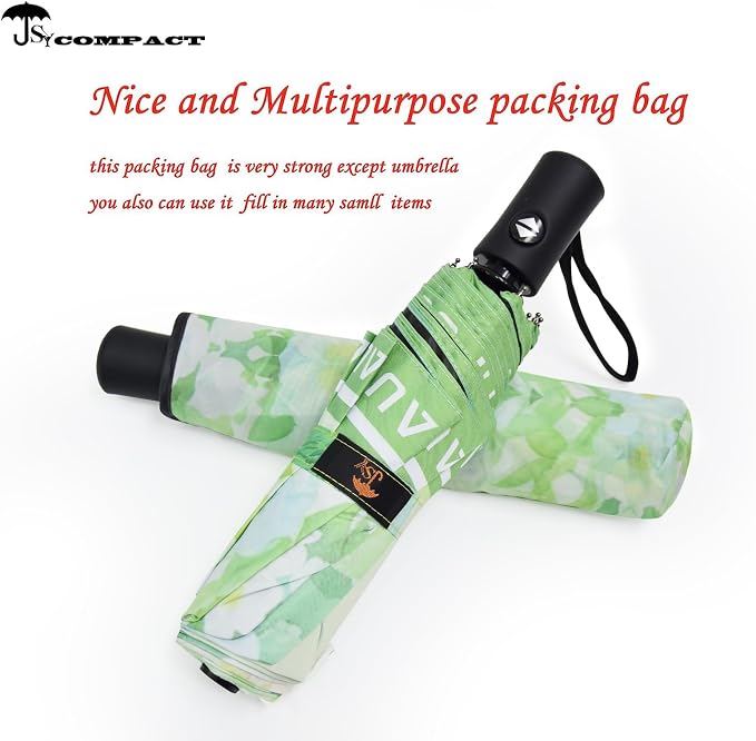 SY COMPACT Travel Umbrella - Windproof Automatic Compact Umbrella for Rain, Lightest 8-Rib, Small, Strong & Portable, Durable Grip, Fits Backpack & Car, Factory Direct (UV Available)