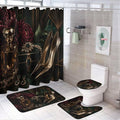 Luxury Perfume Jewelry and Heels Bathroom Rug Set 4 Piece with Shower Curtain Non Slip Bath Mat Set Microfiber Bathroom Decor Toilet Lid Cover U Shape Rug Waterproof Bathroom Accessories