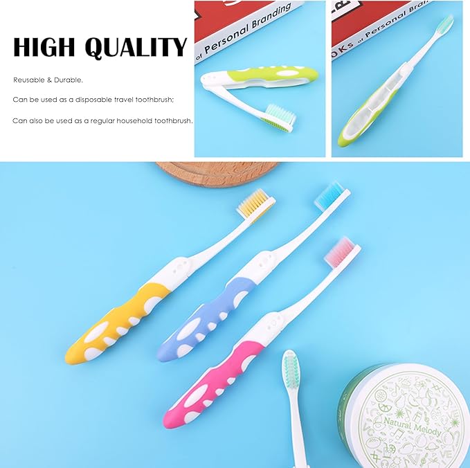 EasyHonor 20 Pack Bulk Travel Toothbrush with Folding Portable Design and Soft Bristles, for Camping, Hiking, Travel, School