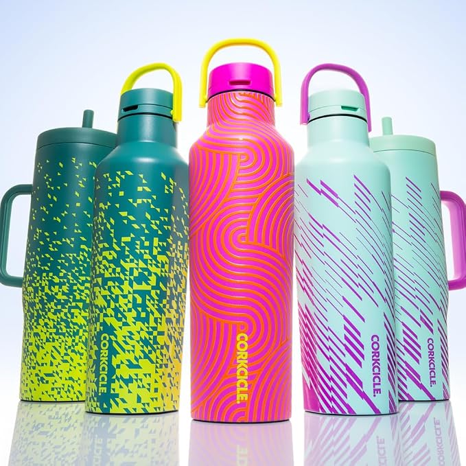 Corkcicle Sport Canteen - Keeps Drinks Cold 25 Hours - Stainless Steel Water Bottle - Triple-Insulated - Spill-Proof - Summer Drinkware Gift - Keeps Drinks Ice Cold - 20 oz - Fuchsia Strike